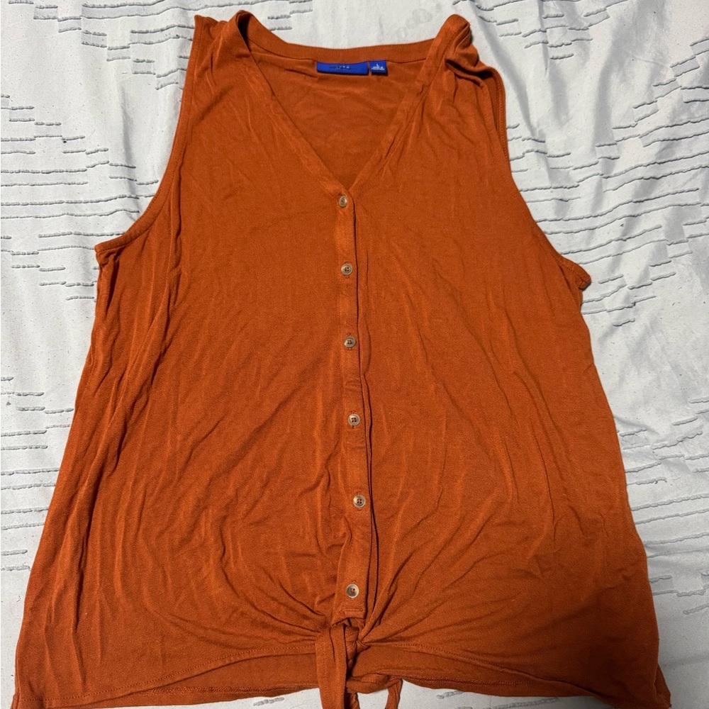 Apt. 9 Orange Tie Front Tank Top